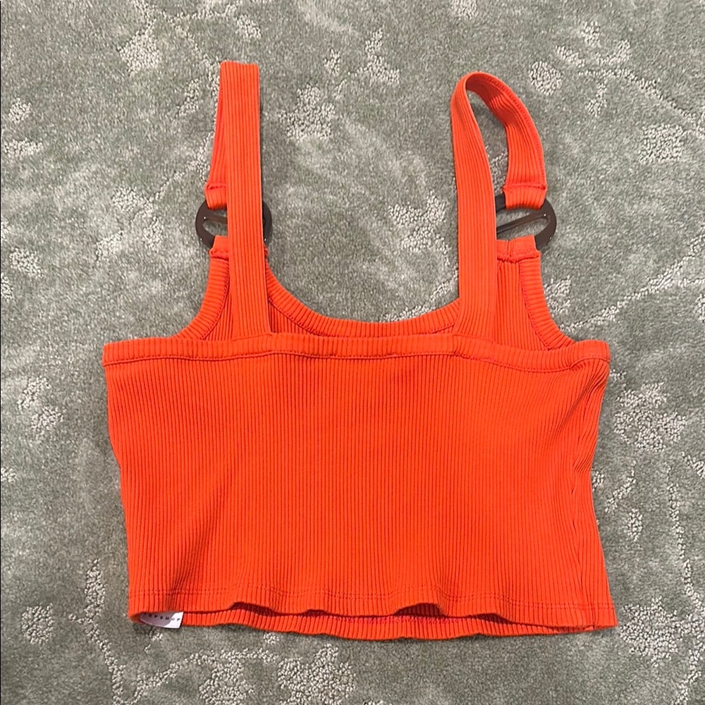 Orange Ribbed Crop Top - Picture 2 of 3